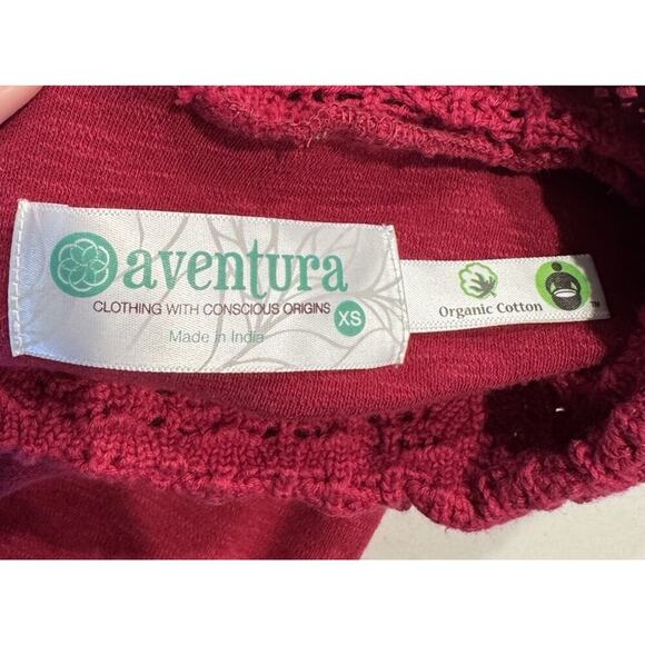 Aventura Dress Size XS Beet Red Nexie Crochet Sweater Organic Cotton Blend Cowl - Picture 6 of 8